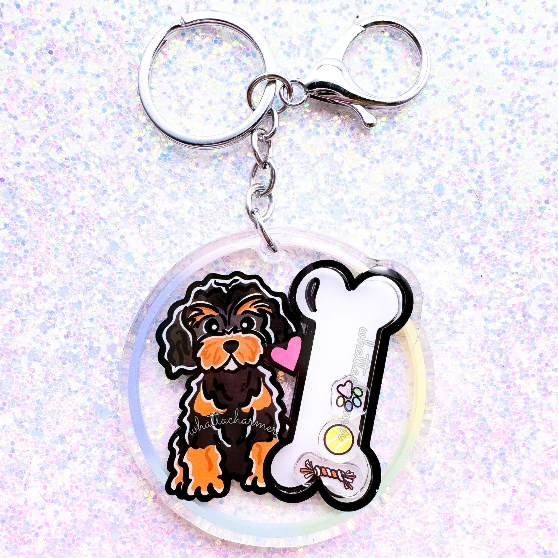 Black and Tan Cavapoo Keychain