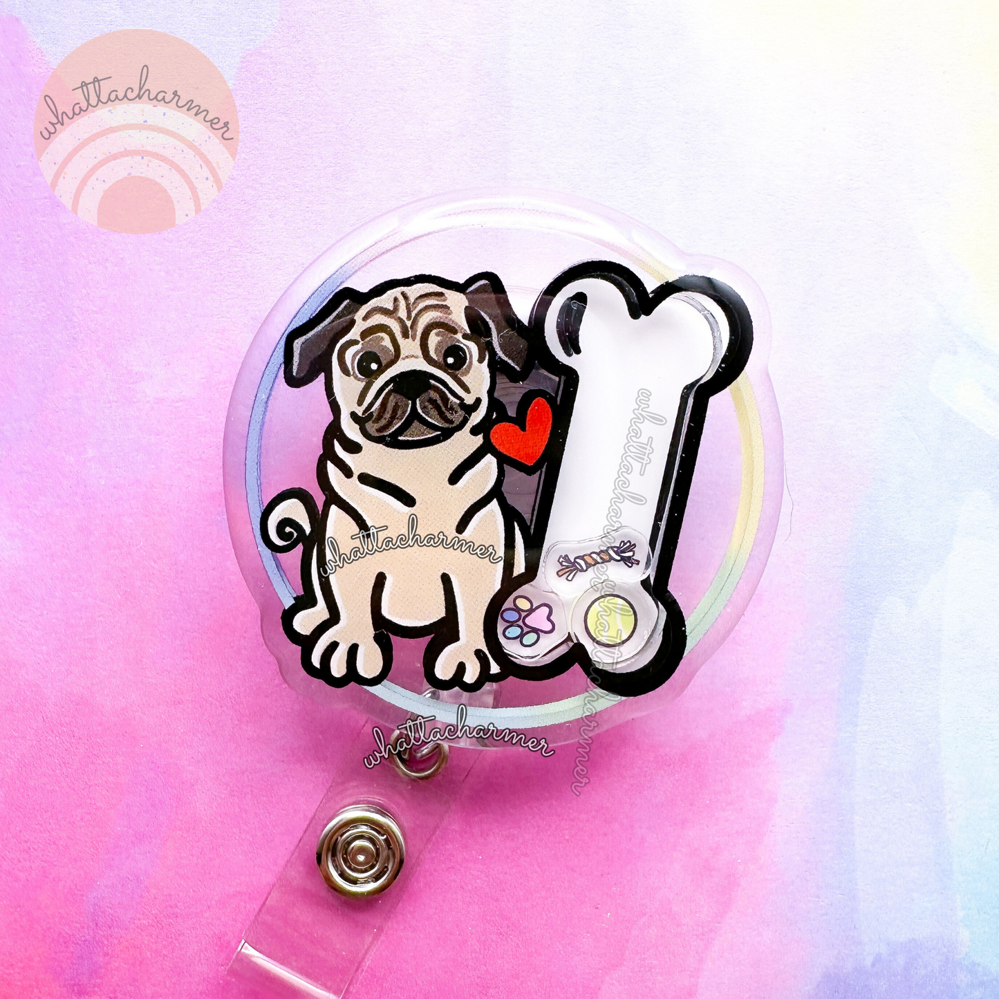 Pug Badge Reel