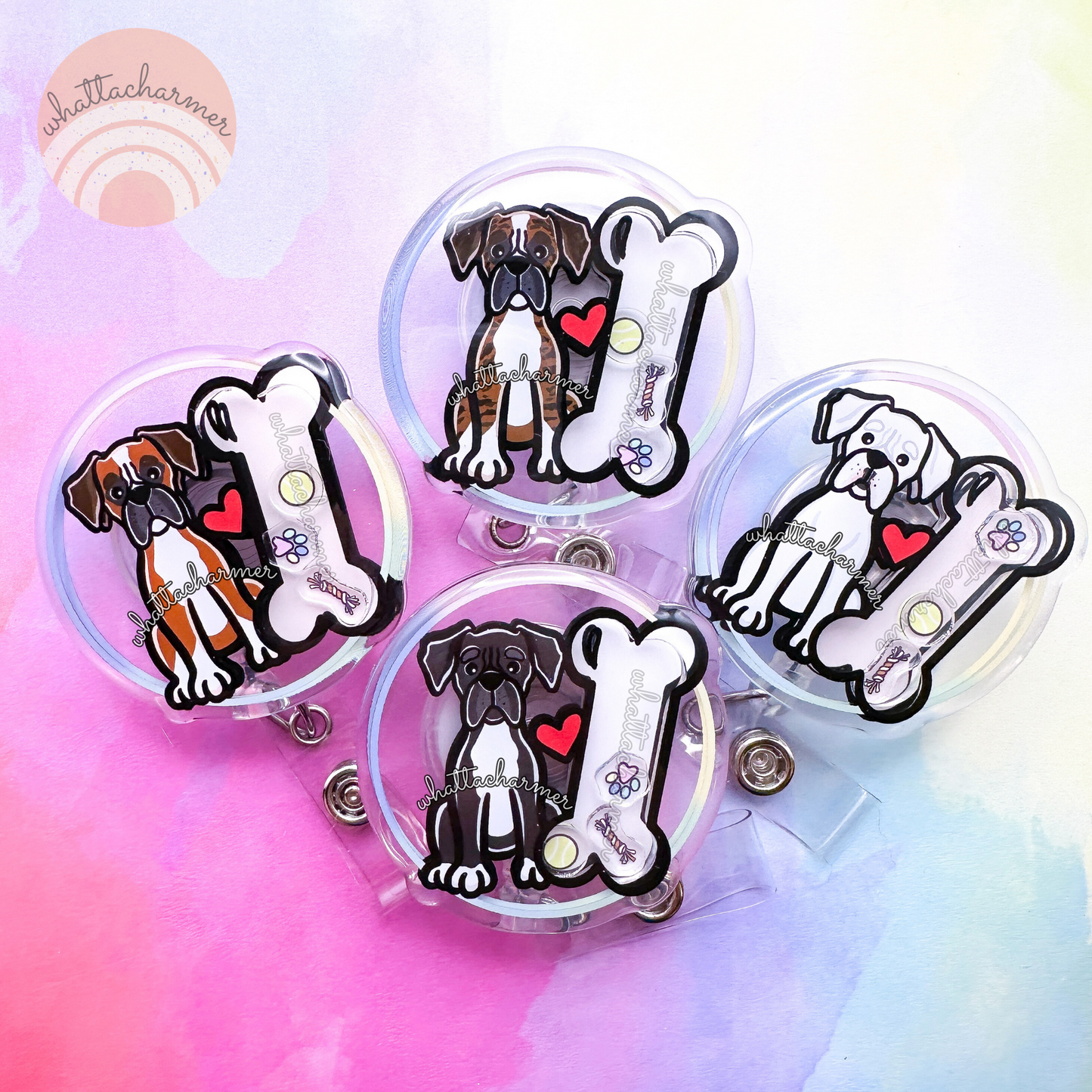 Boxer Dog Shaker Badge Reels