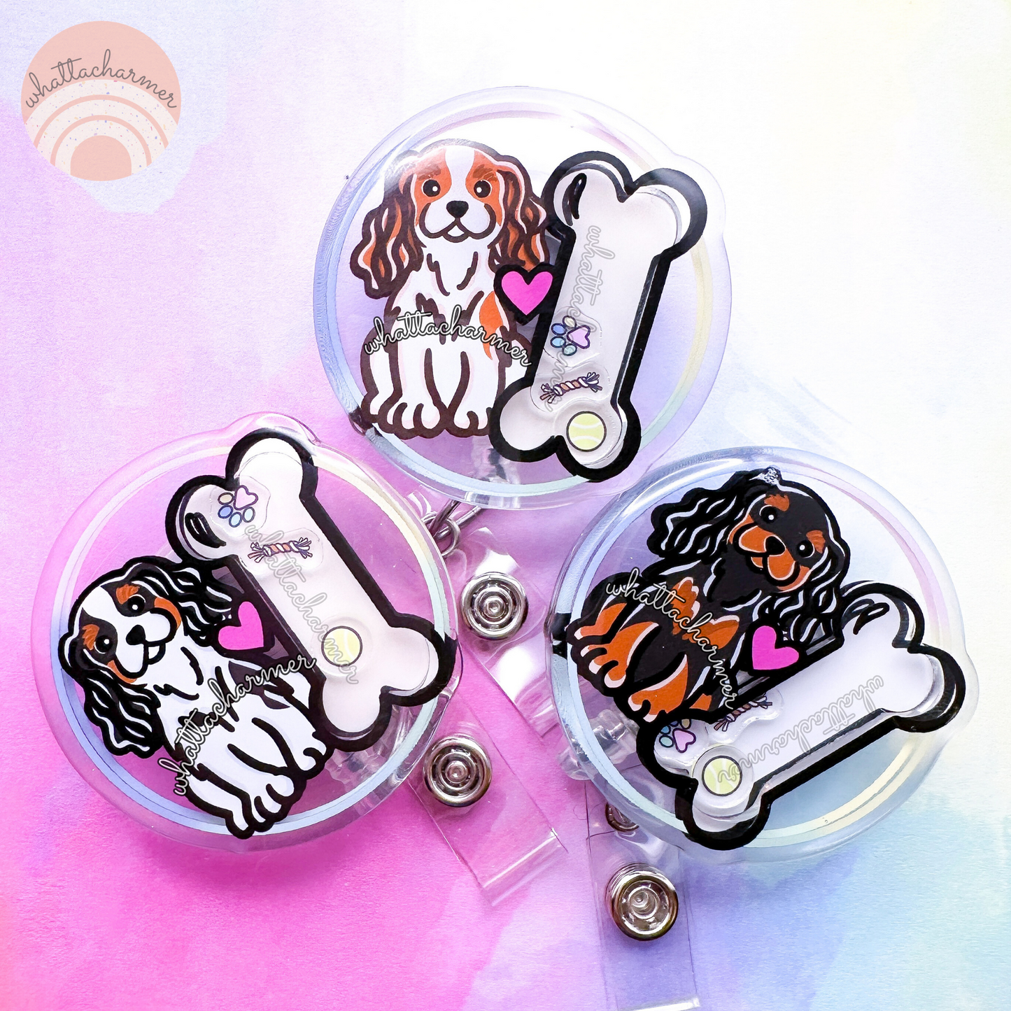 Cavalier King Charles Spaniel Shaker Badge Reels