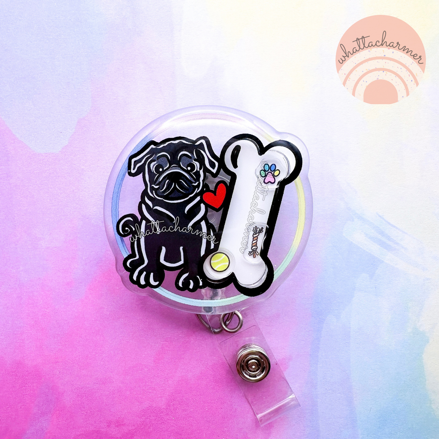 Pug Badge Reel
