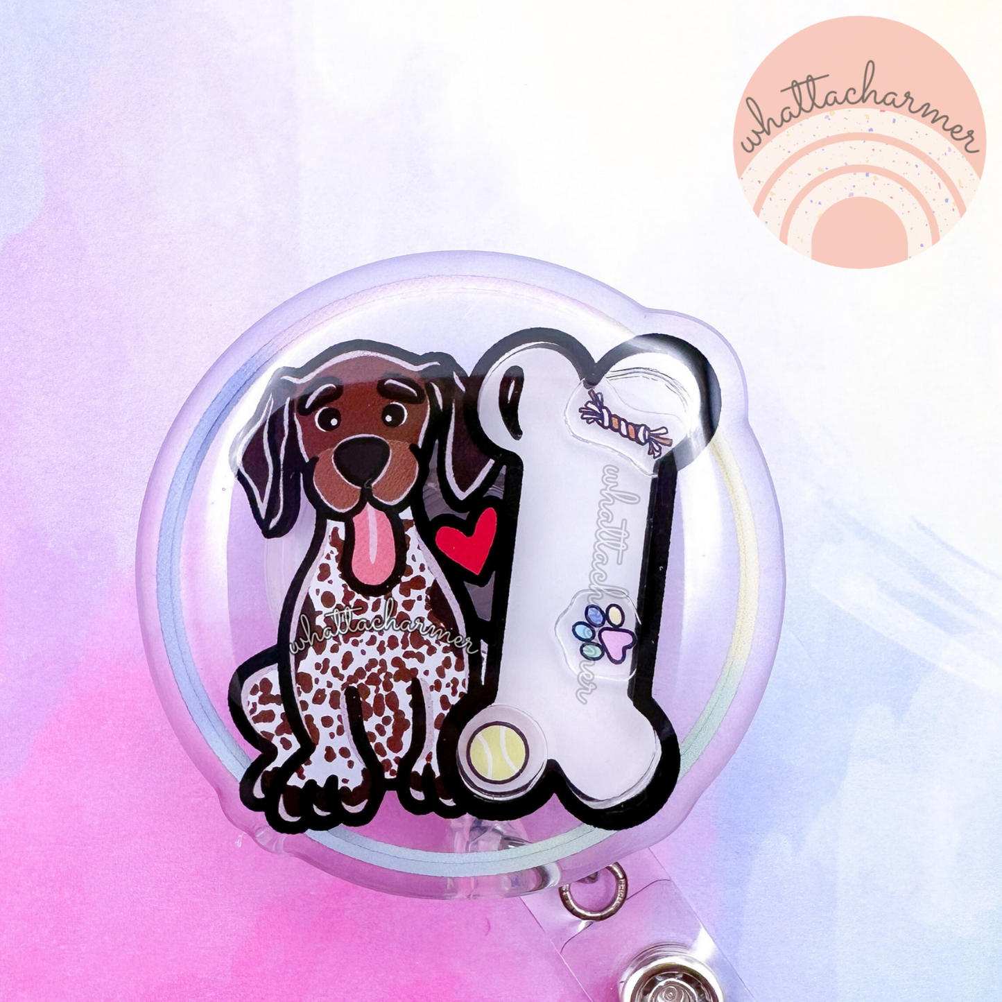 German Shorthaired Pointer (GSP) Shaker Badge Reel