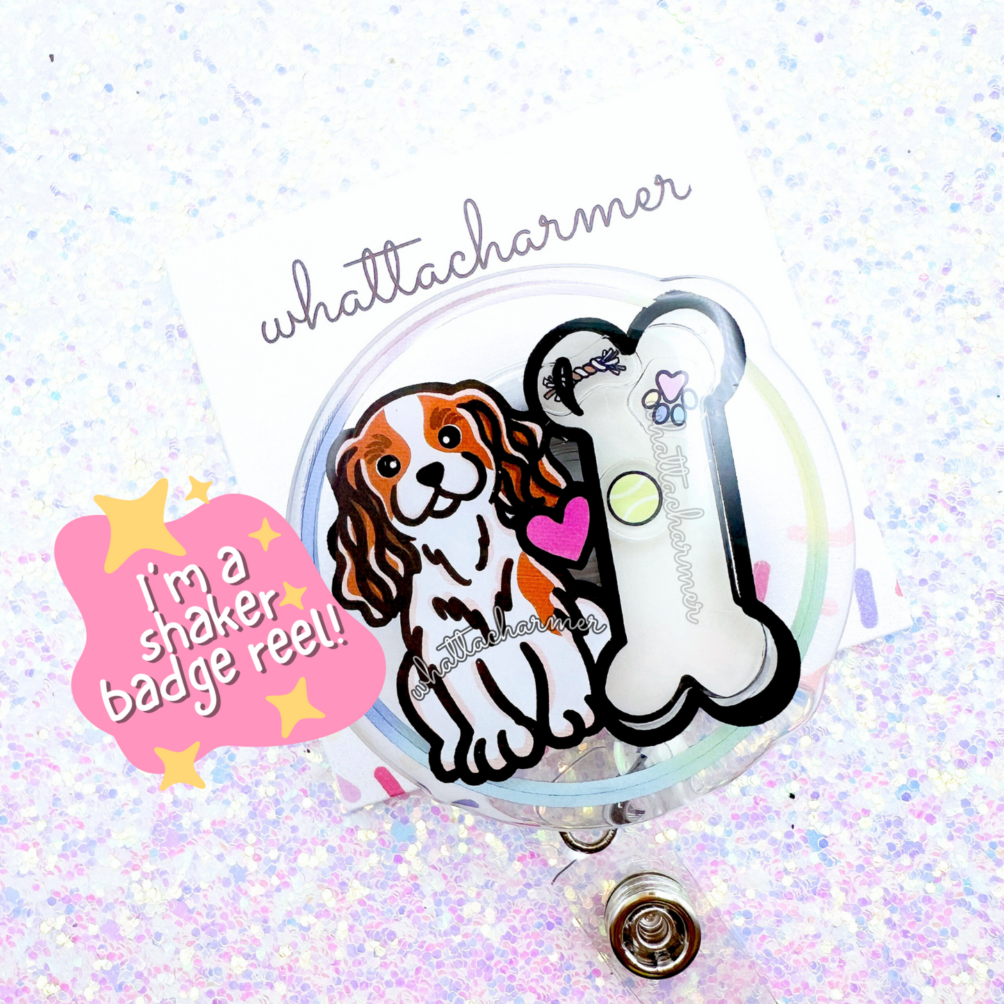Cavalier King Charles Spaniel Shaker Badge Reels