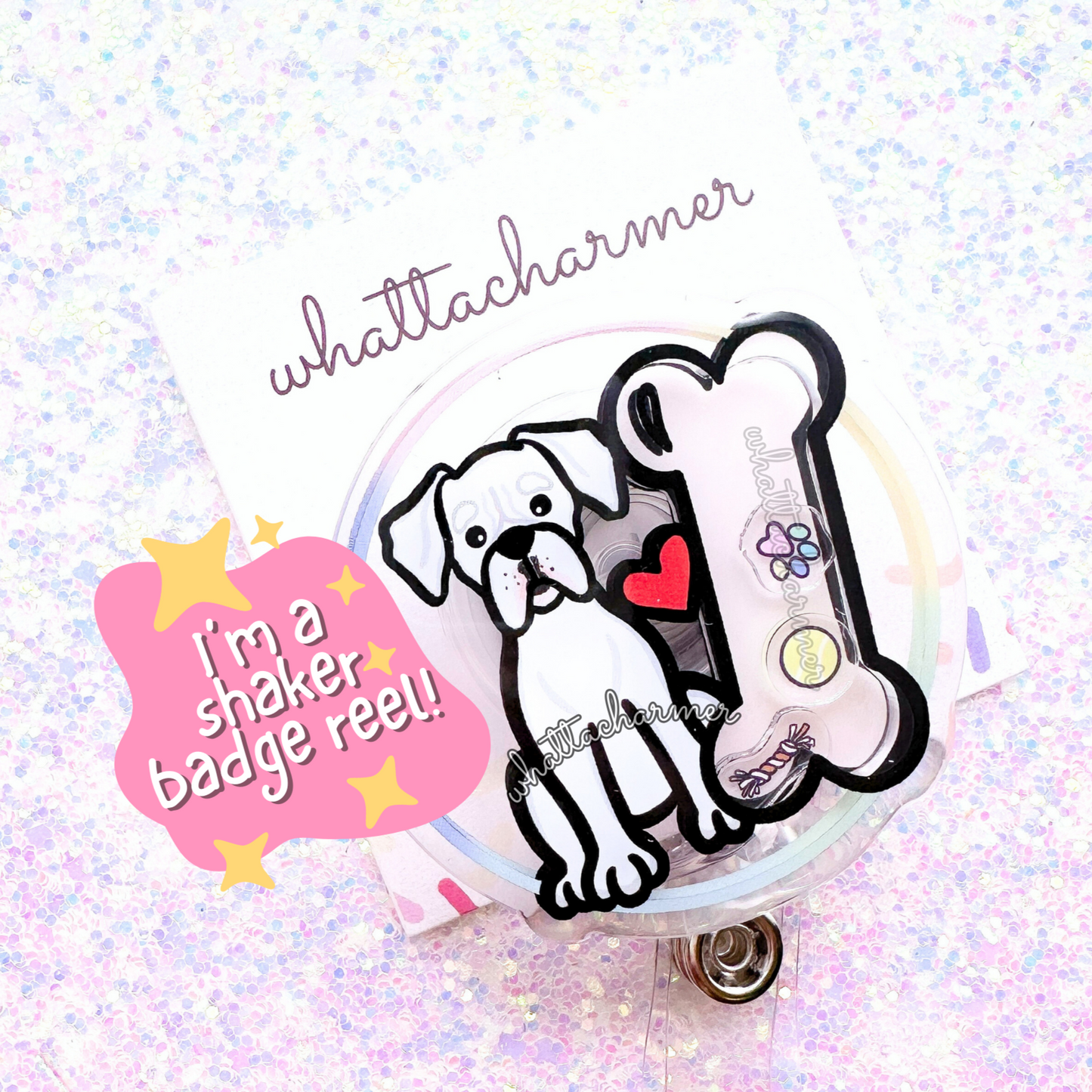 Boxer Dog Shaker Badge Reels