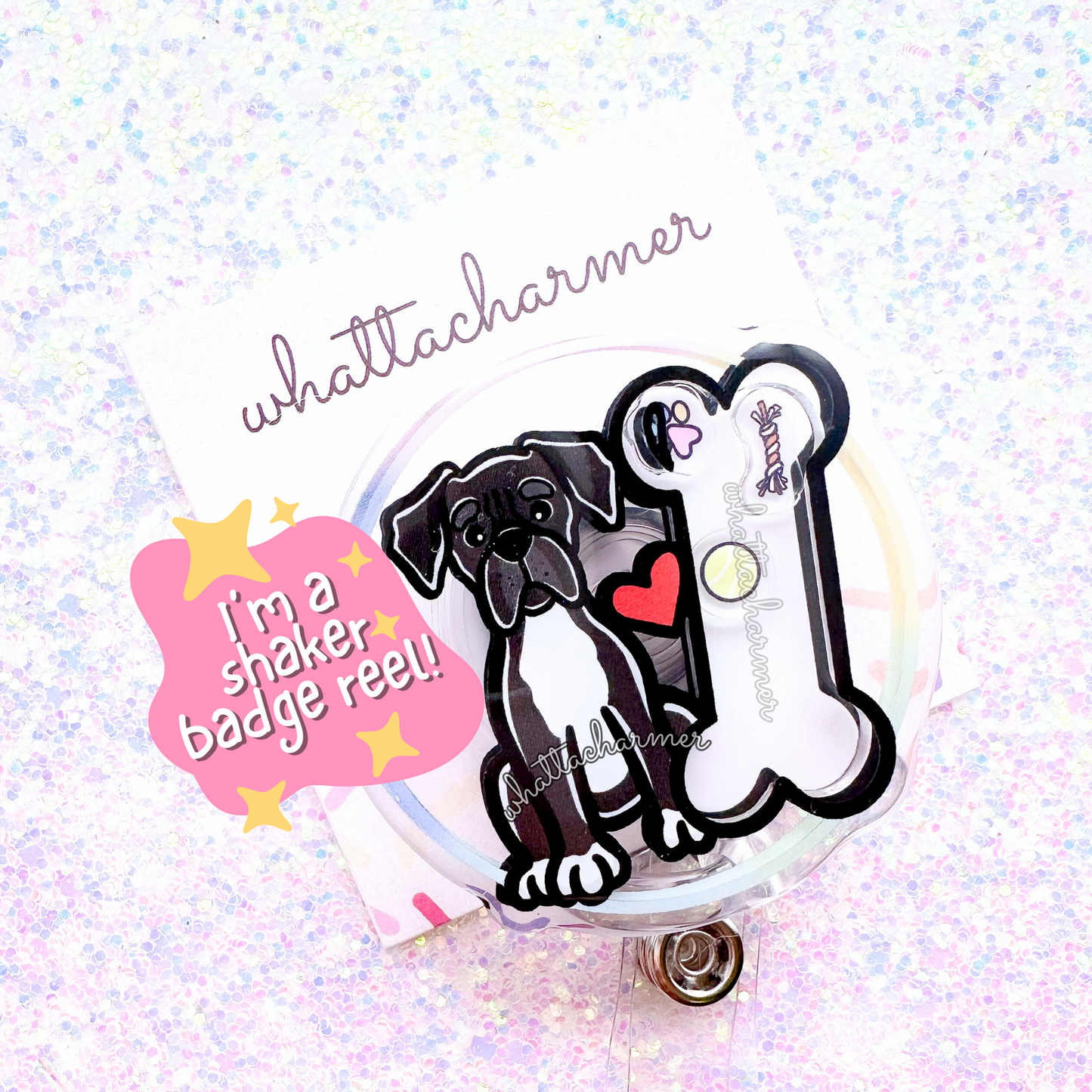 Boxer Dog Shaker Badge Reels