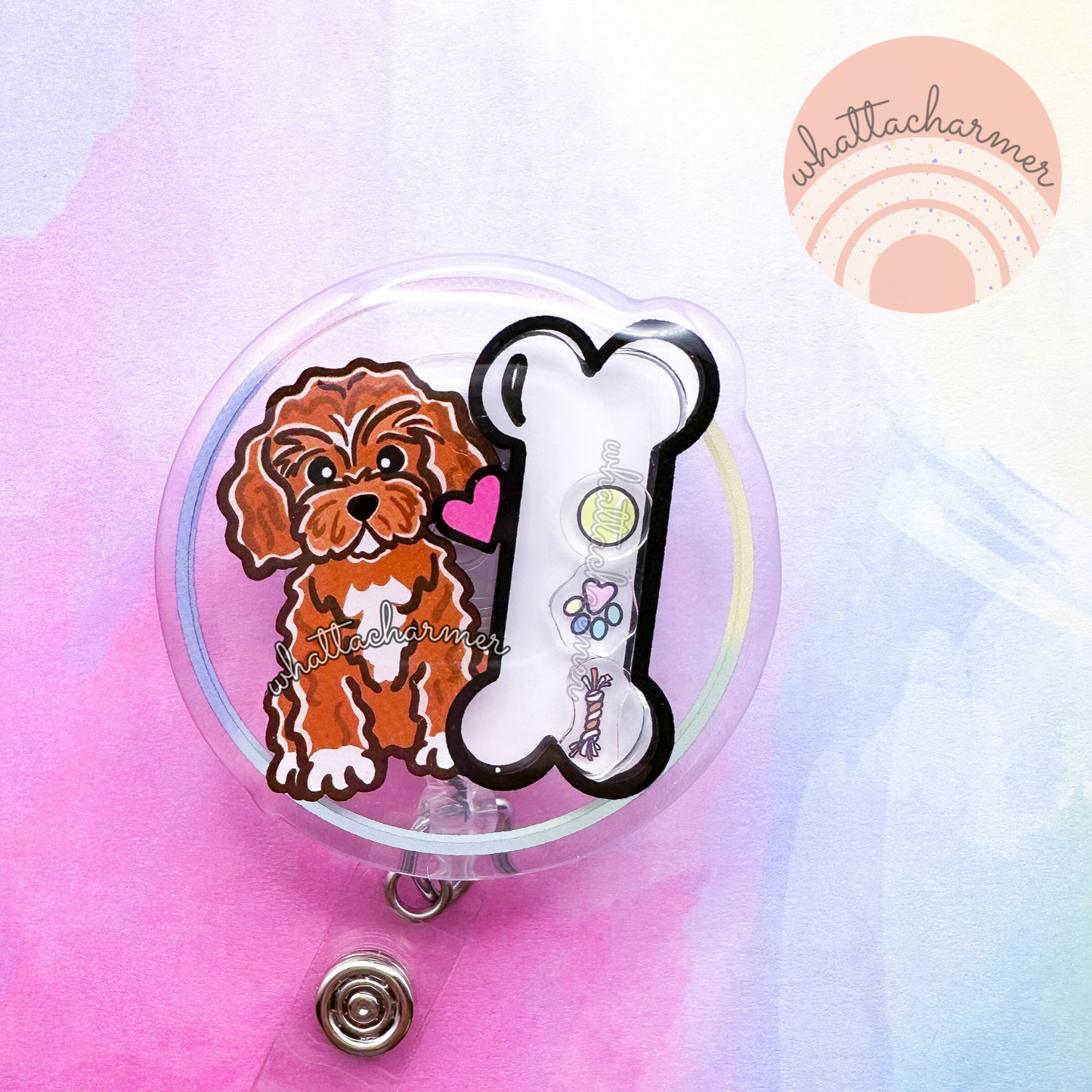 Cavapoo Shaker Badge Reel