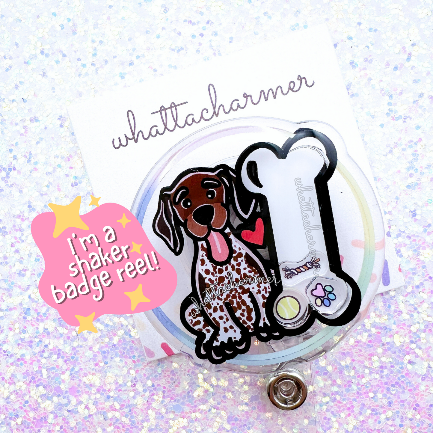 German Shorthaired Pointer (GSP) Shaker Badge Reel