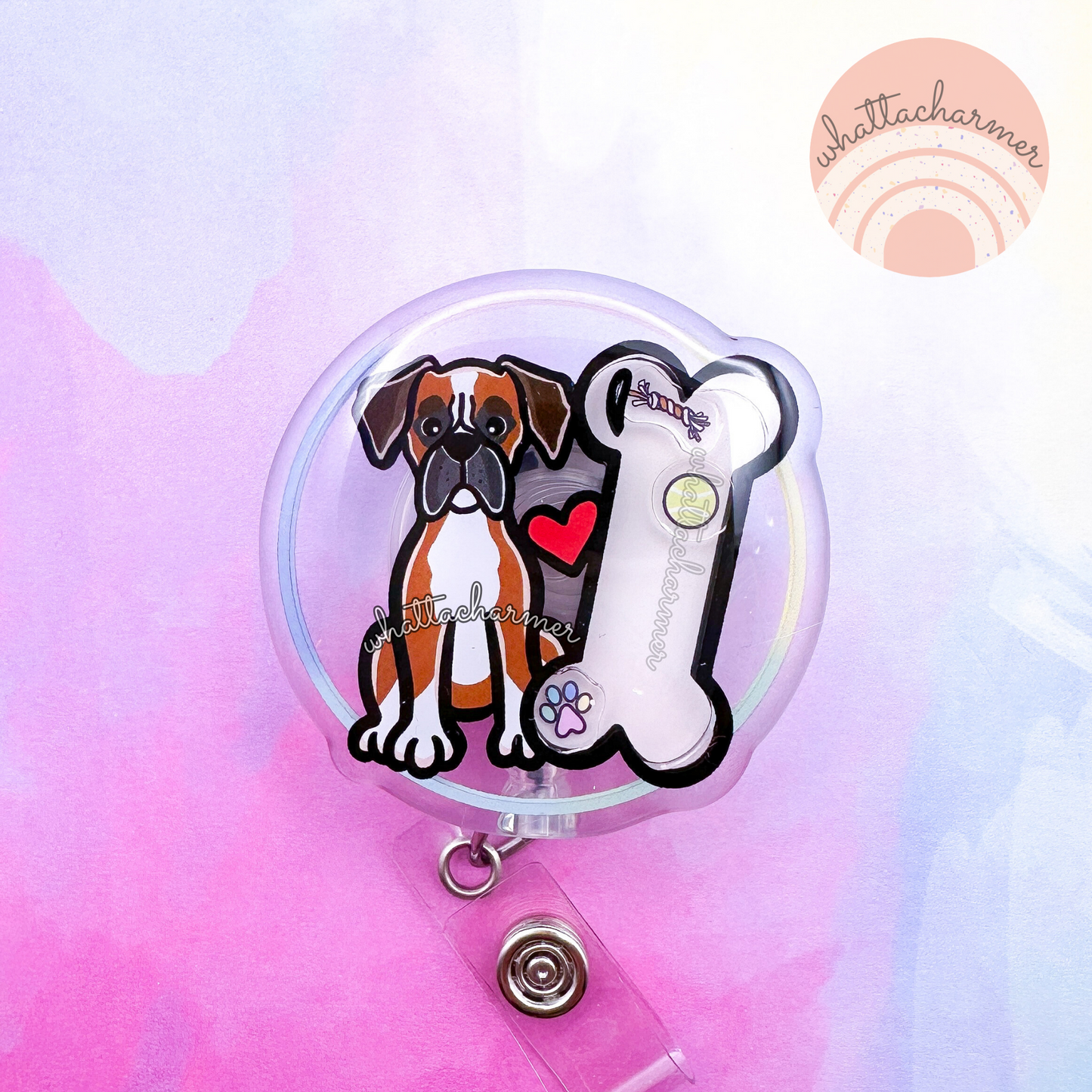 Boxer Dog Shaker Badge Reels