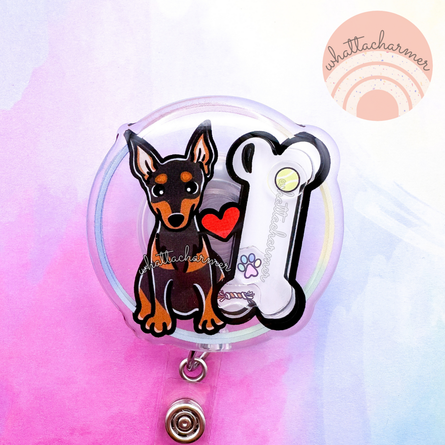 Miniature Pinscher (Min Pin) Badge Reel