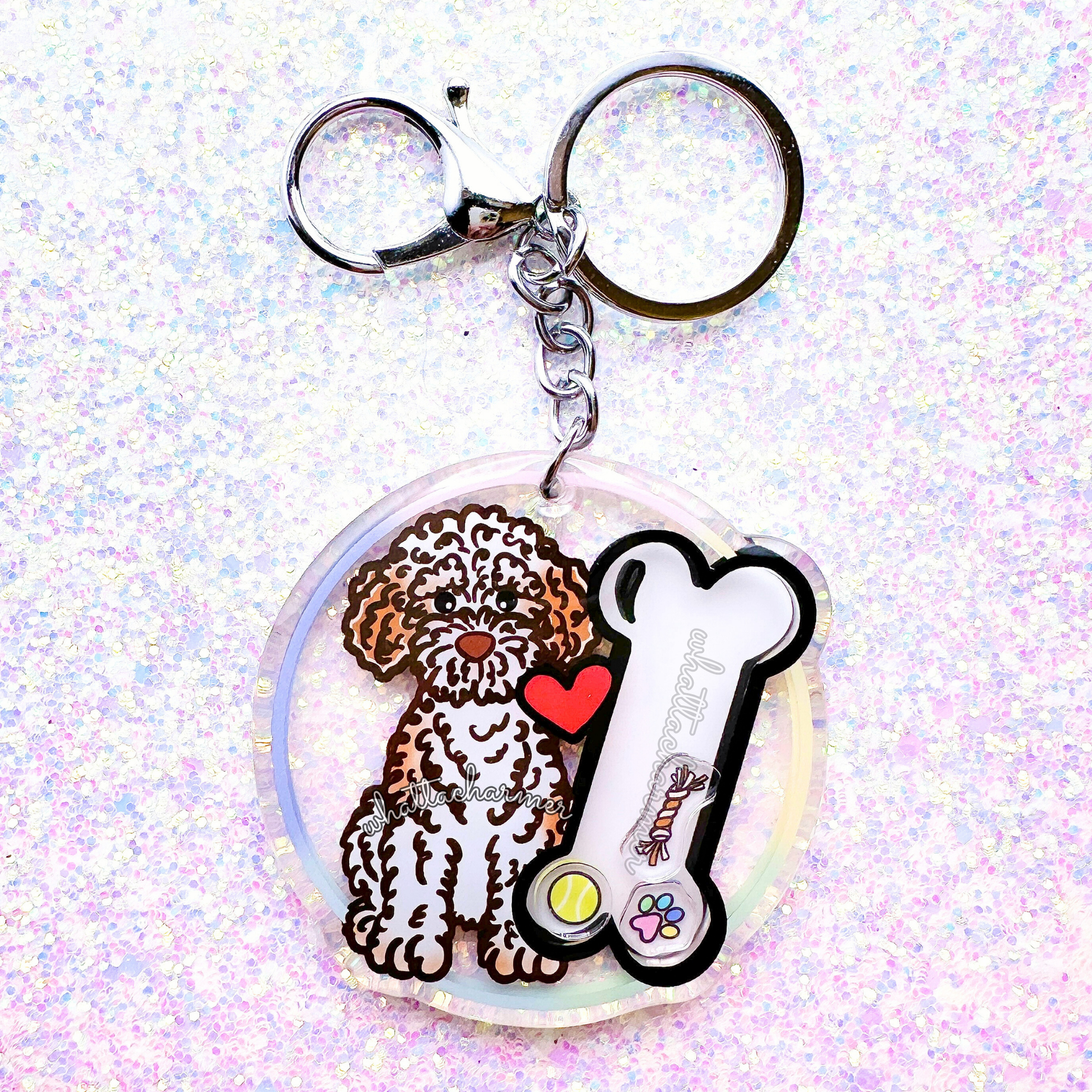 Orange and White Lagotto Romagnolo Keychain