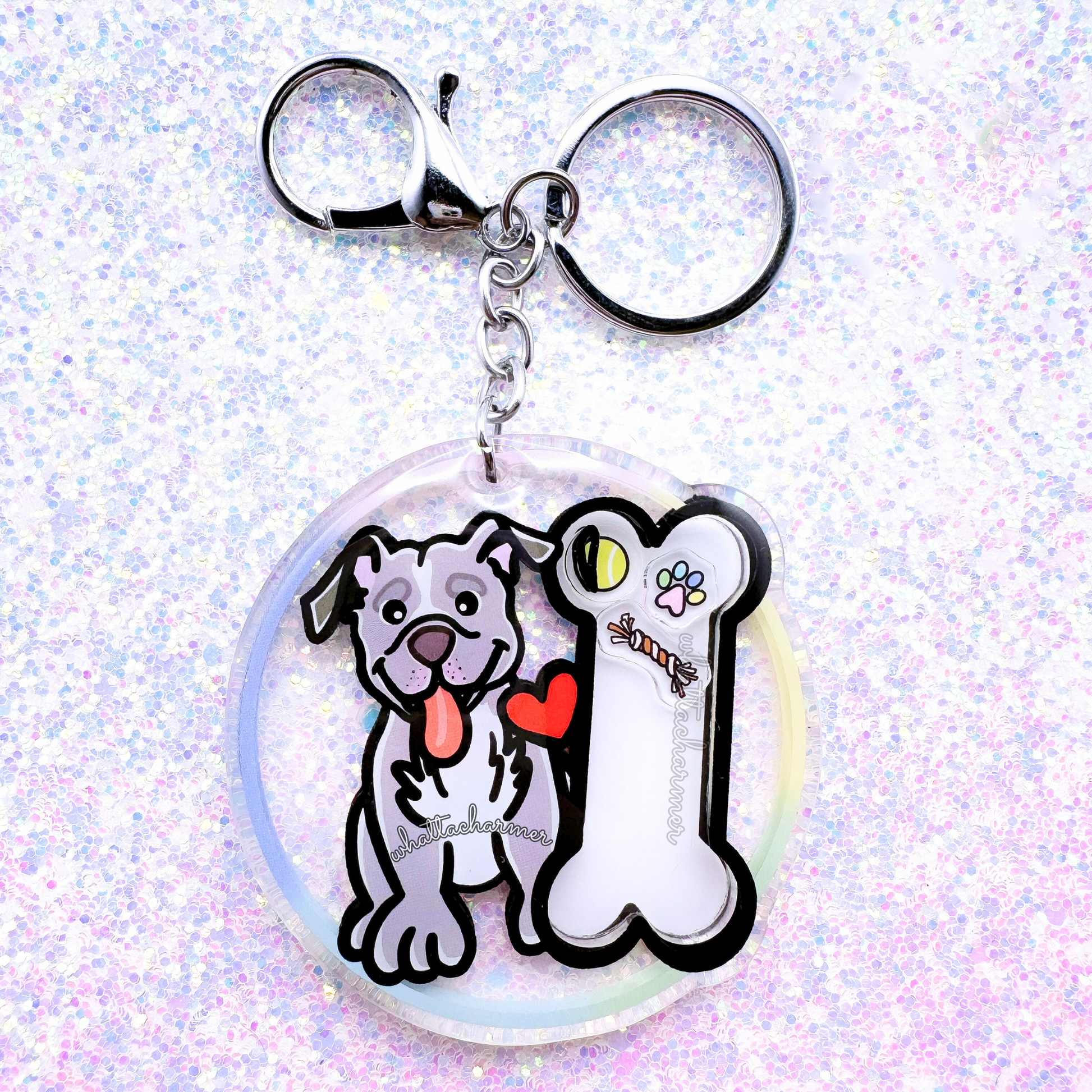 Blue Pitbull Dog Keychain