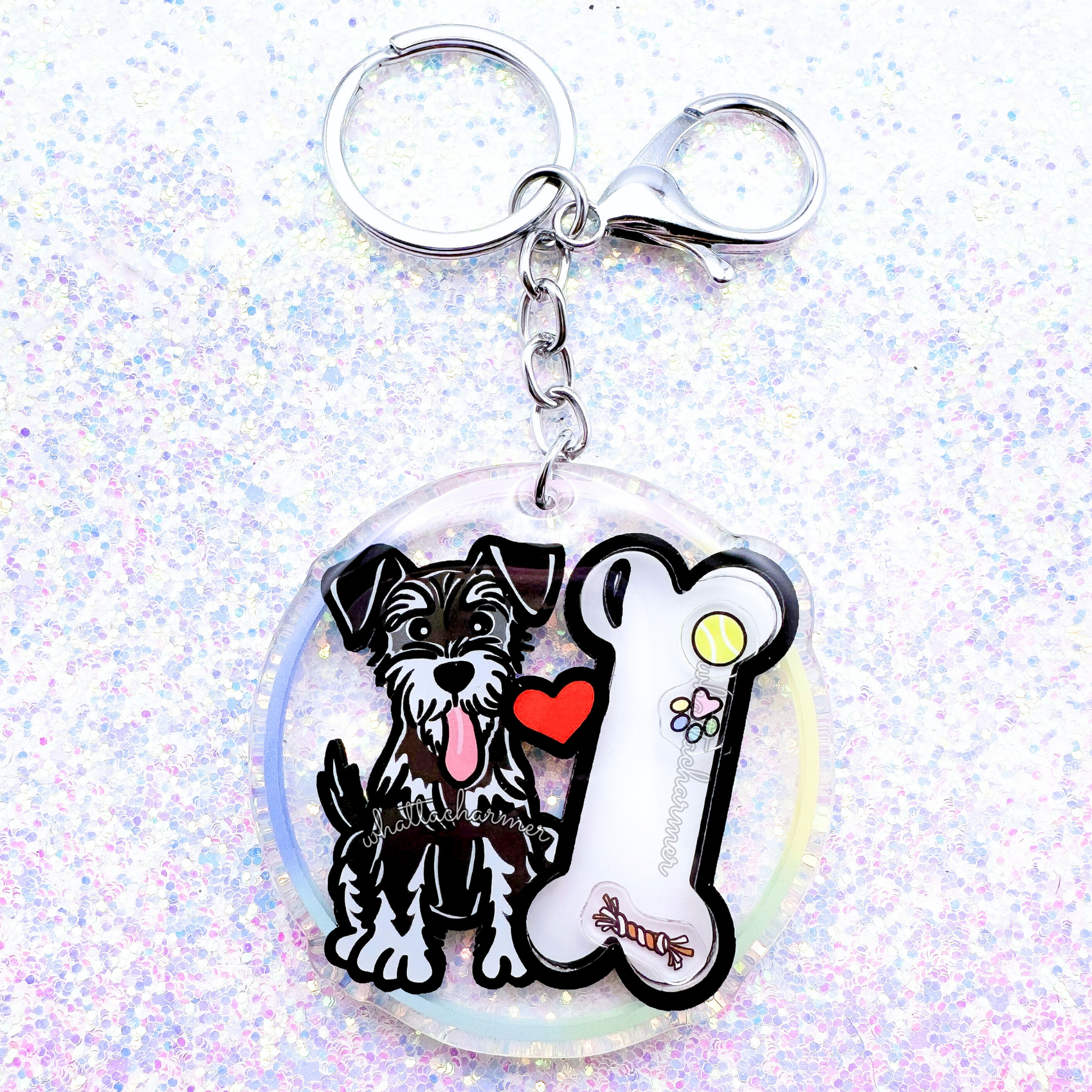 Black and Silver Schnauzer Keychain