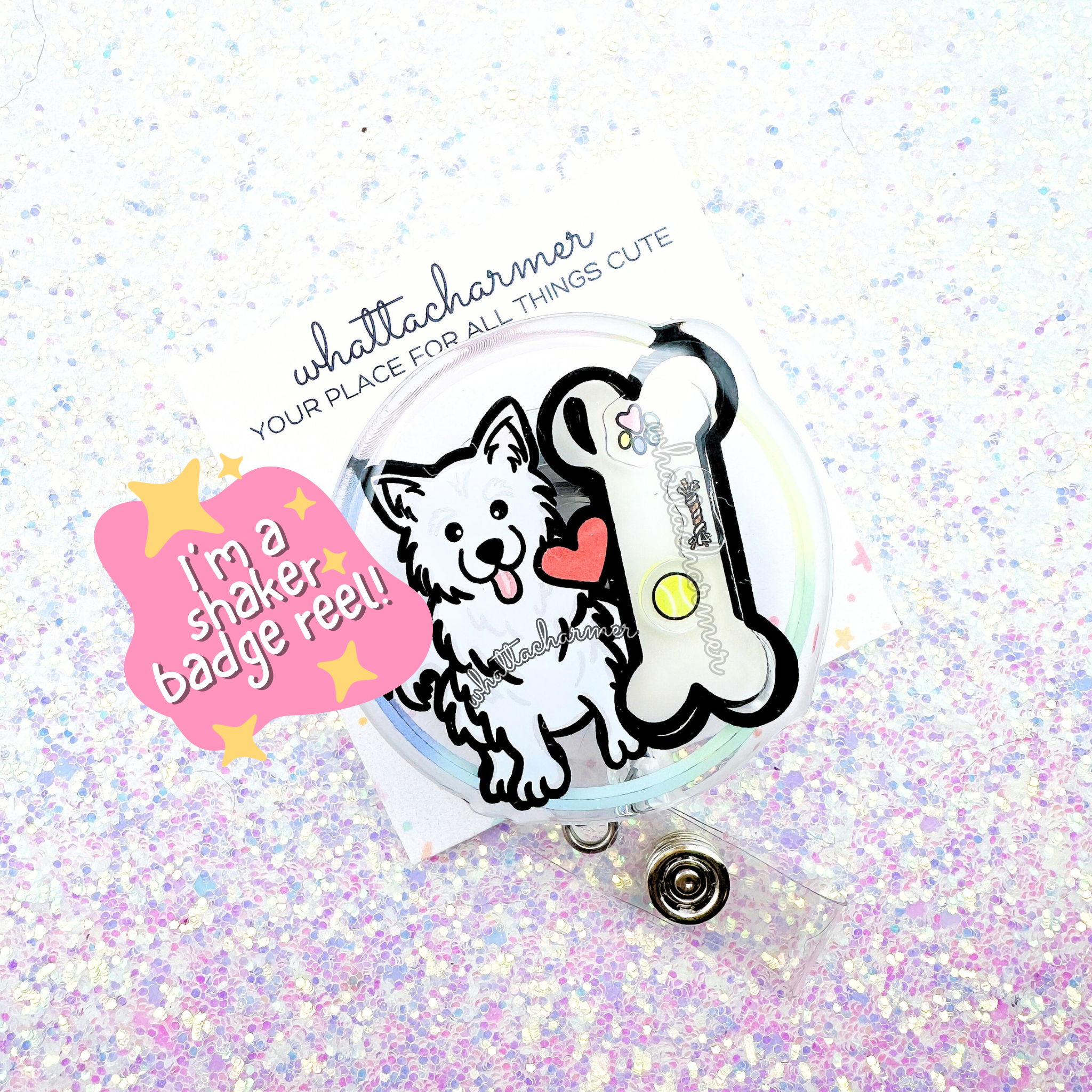 American Eskimo Dog Shaker Badge Reel