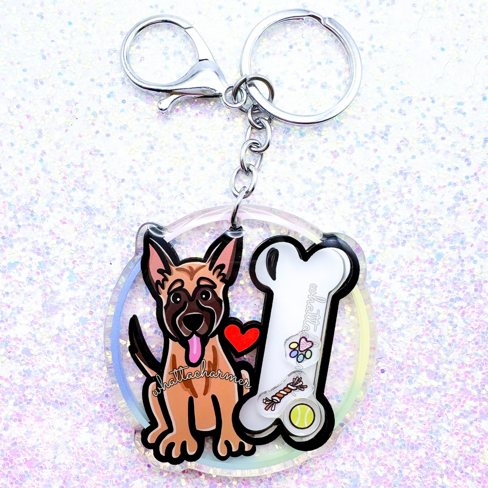 Tan Belgian Malinois Keychain