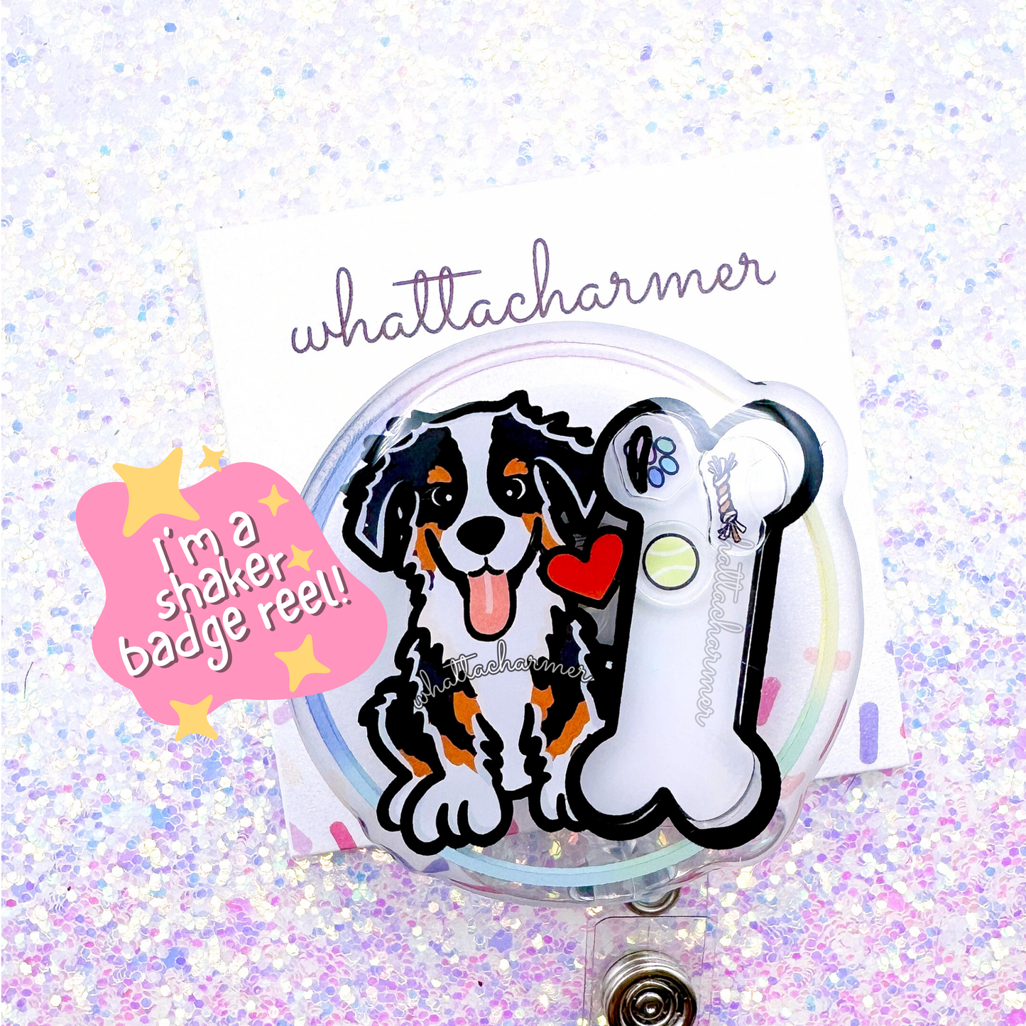 Bernese Mountain Dog Shaker Badge Reel