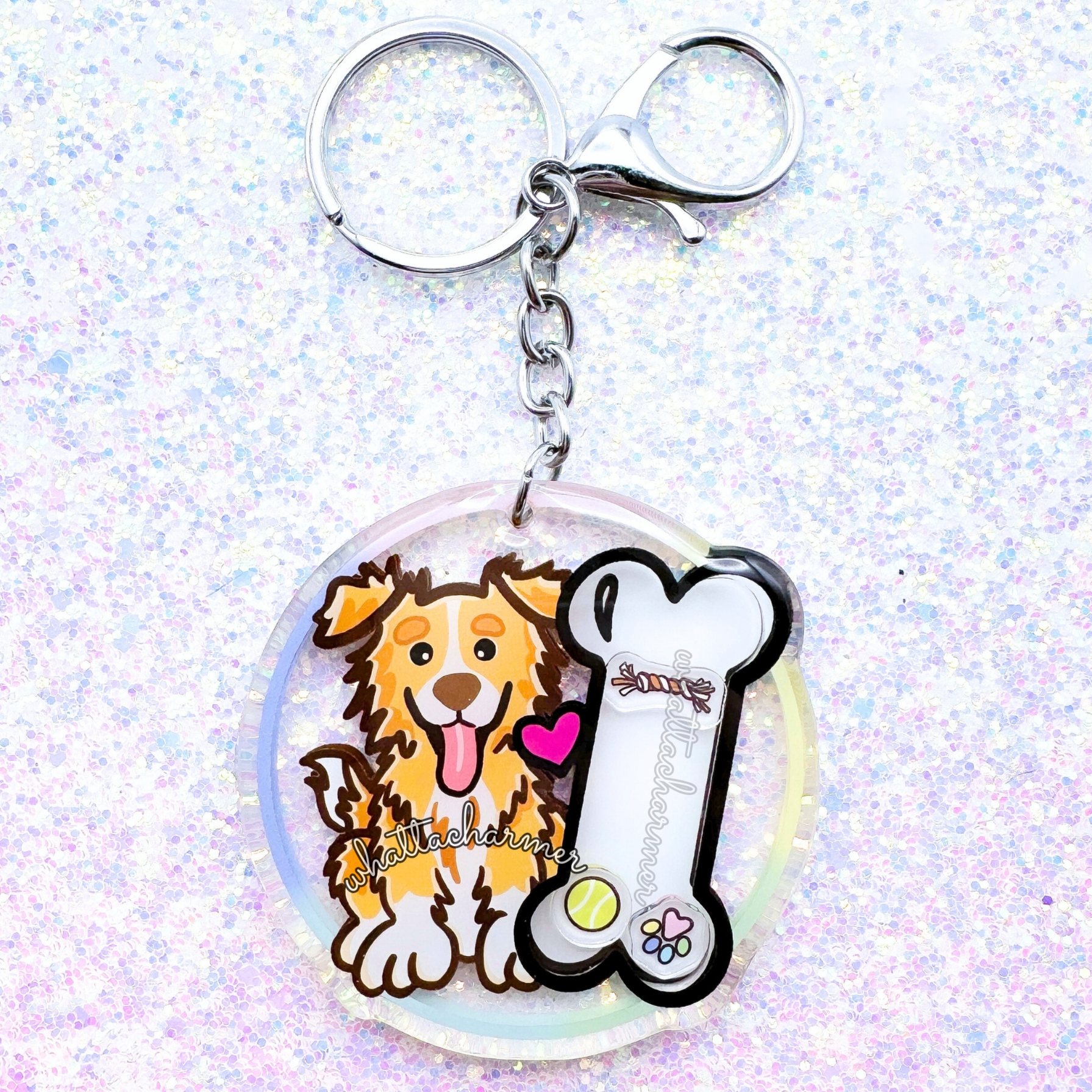 Gold Border Collie Keychain