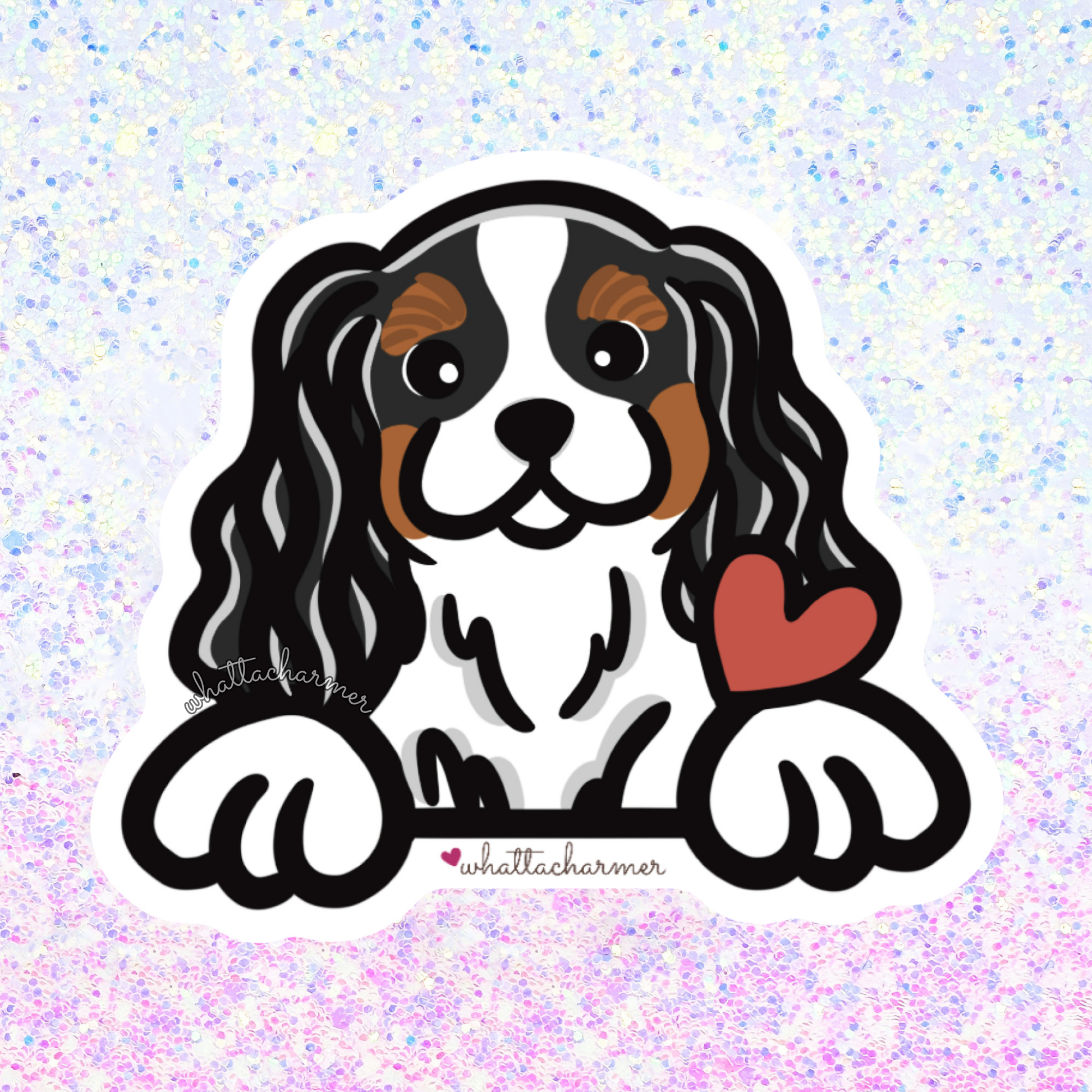 Black Tri Cavalier King Charles Spaniel Sticker