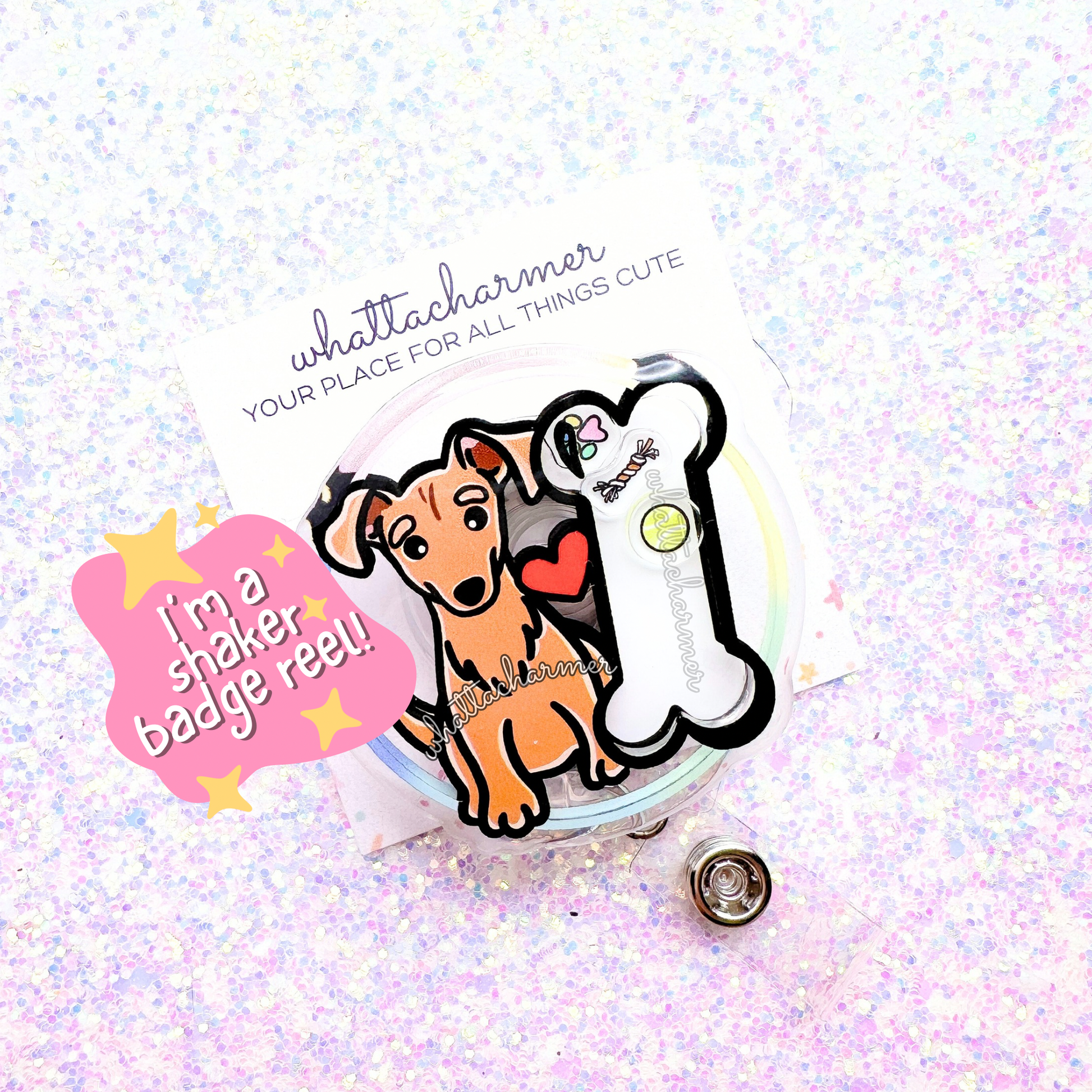 Tan Chiweenie Shaker Badge Reel