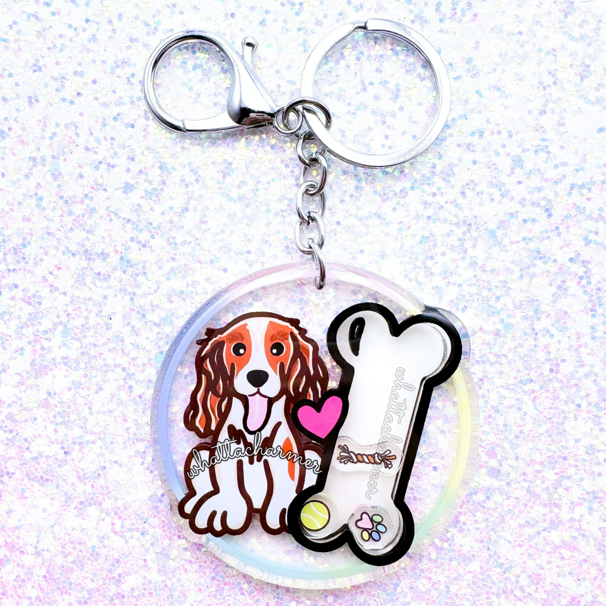 Red and White Cocker Spaniel Keychain