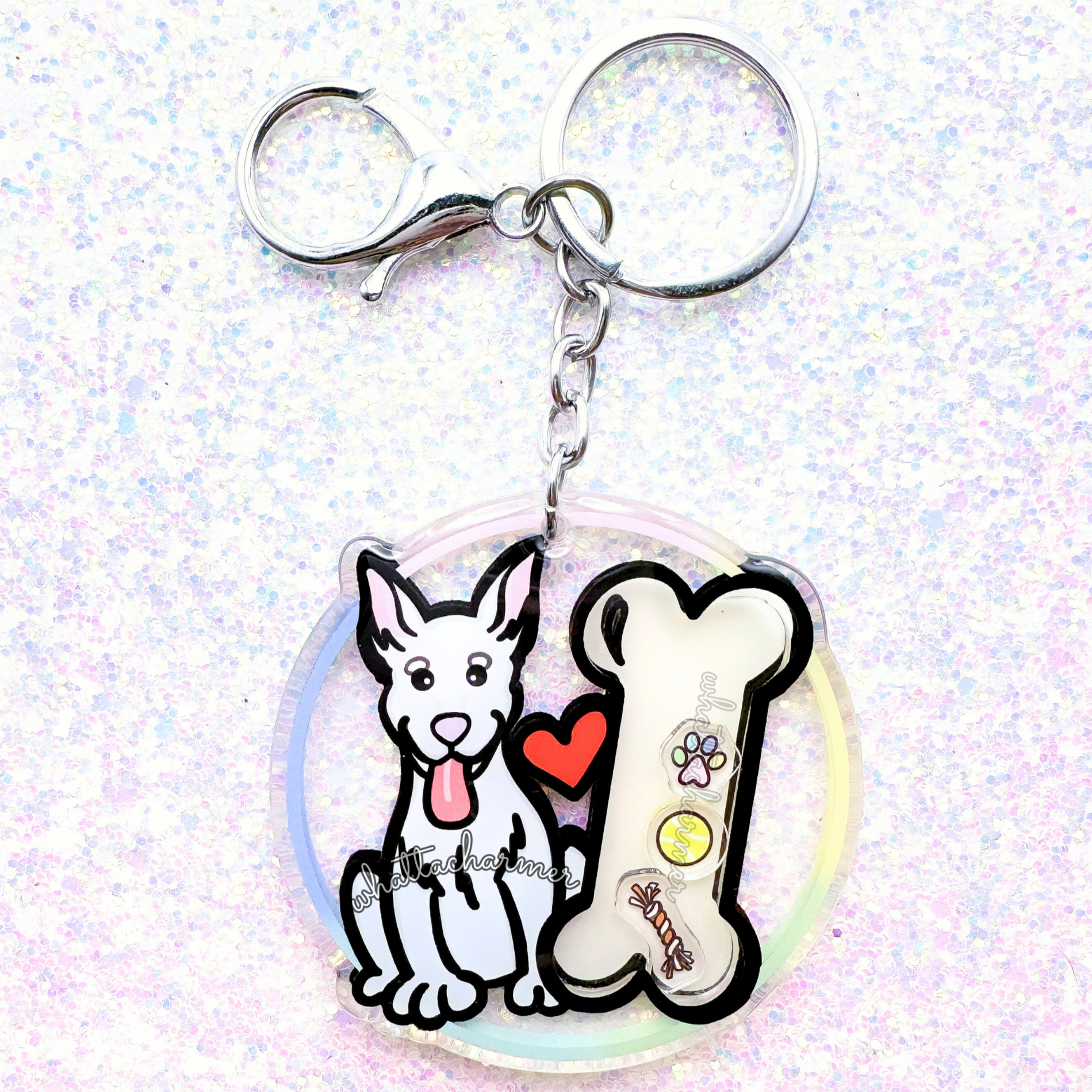 White Doberman Pinscher Keychain