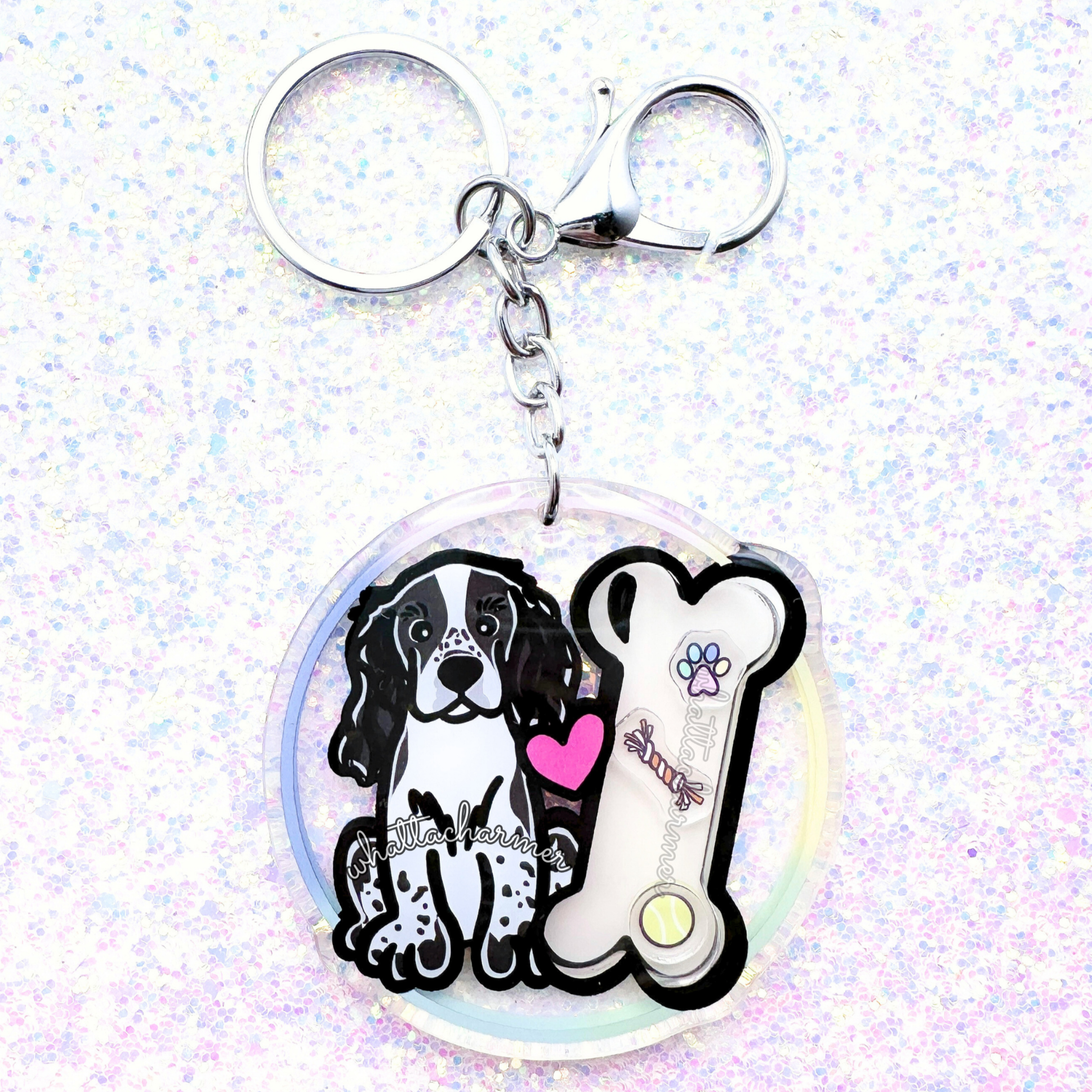 Black and White English Springer Spaniel Keychain