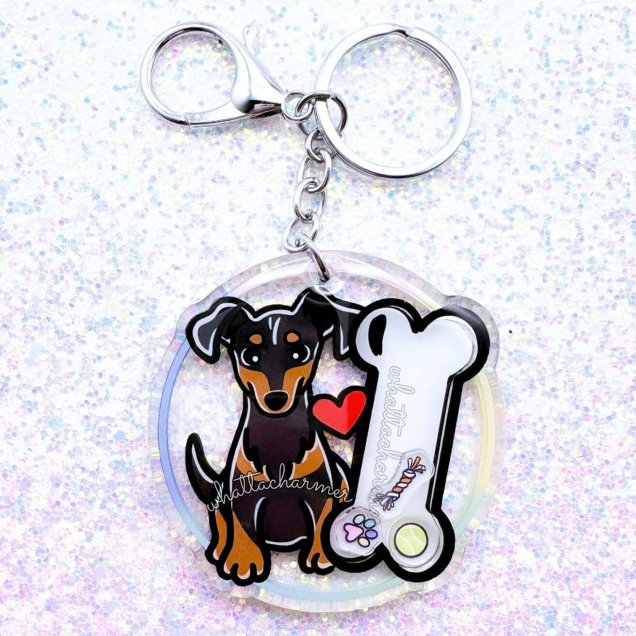 Black and Tan Chiweenie Keychain