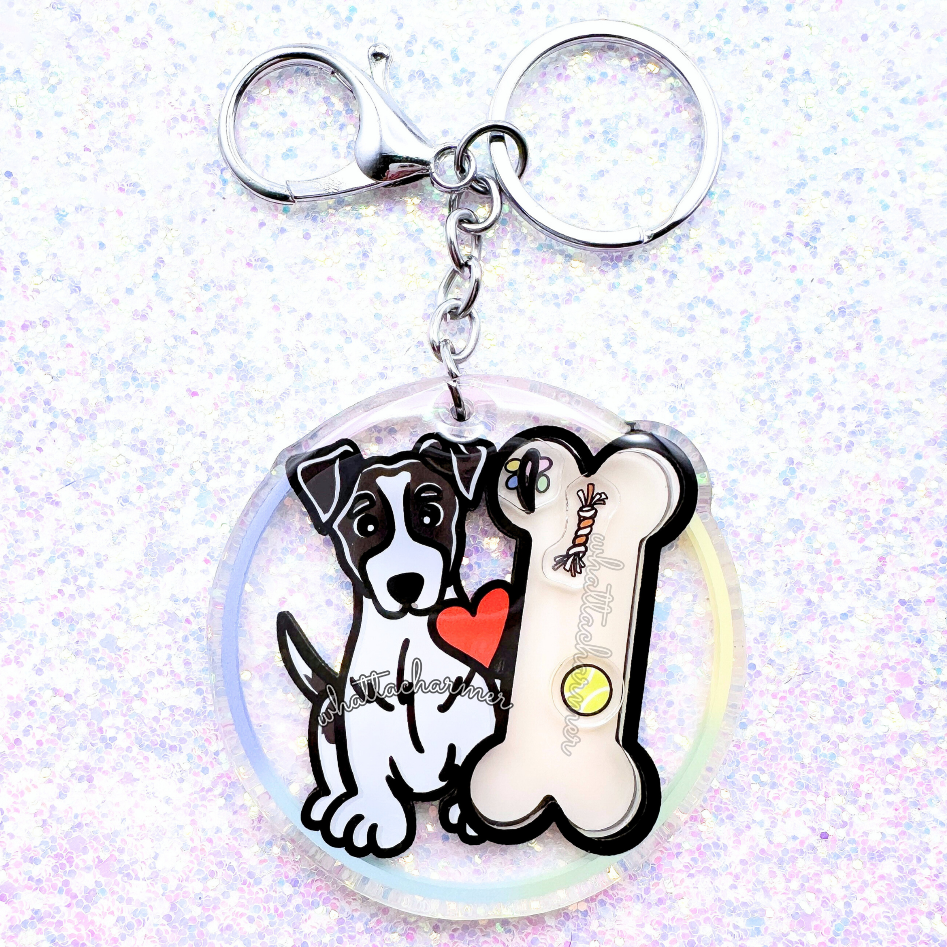 Black and White Jack Russell Terrier Keychain