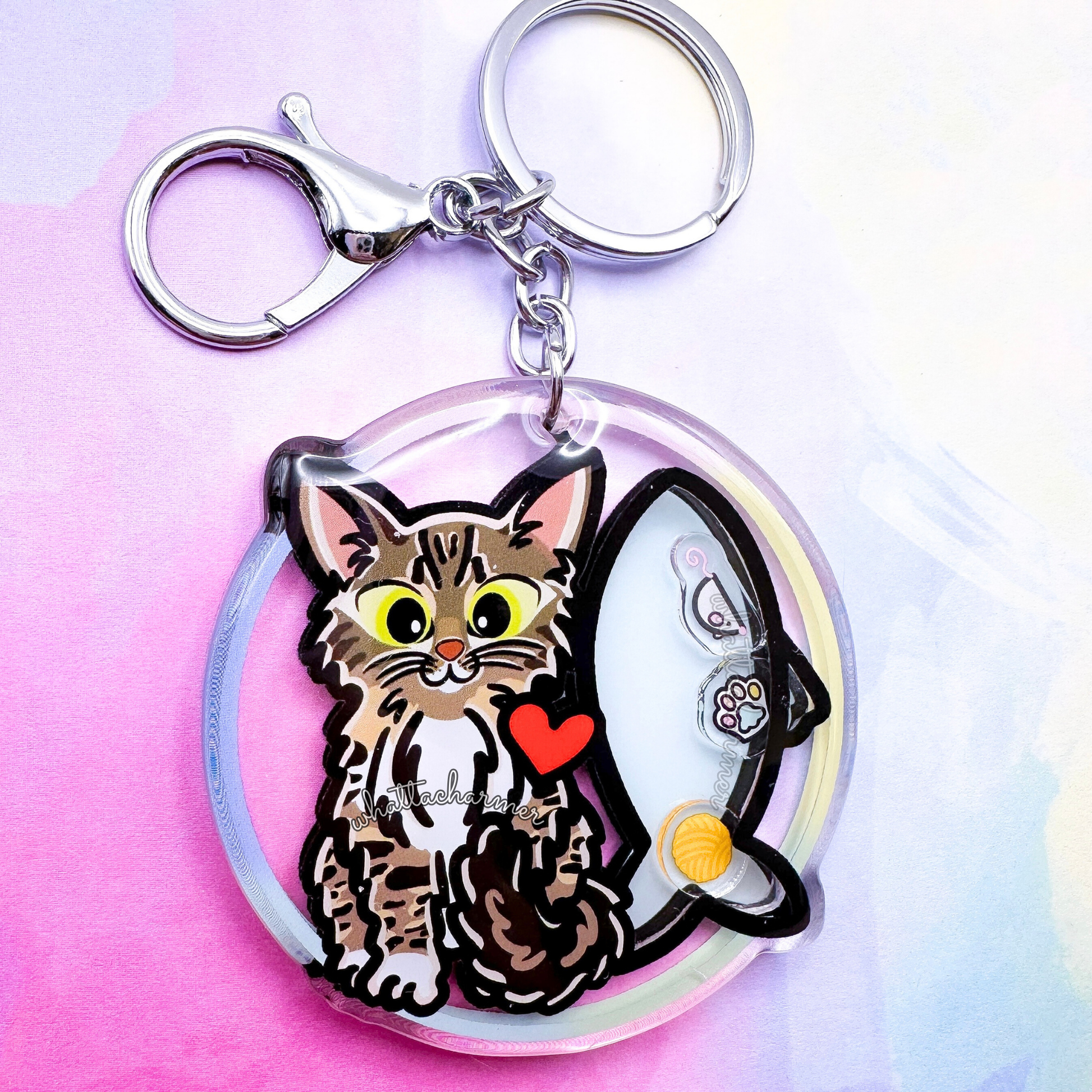 Brown Tabby Norwegian Forest Cat Keychain