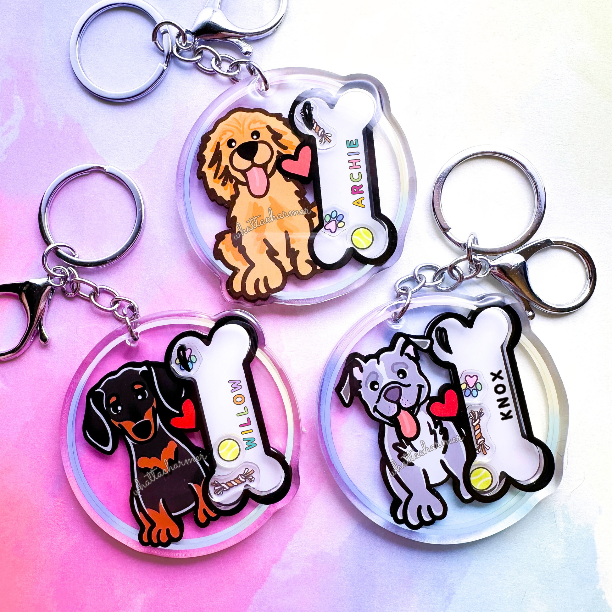 Pied Staffordshire Bull Terrier Keychain