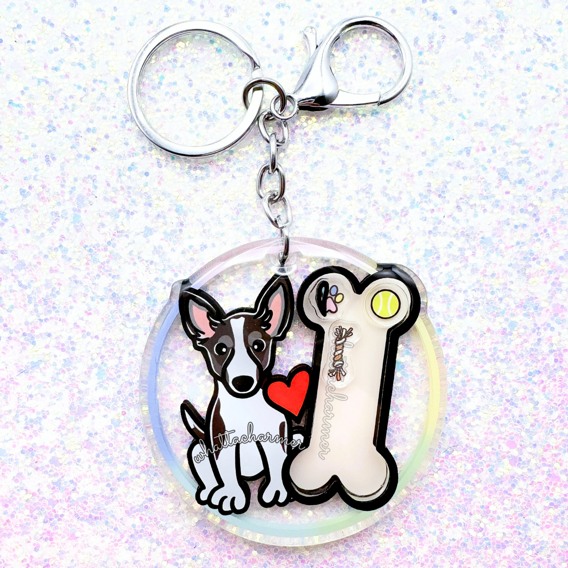 Black and White Rat Terrier Keychain