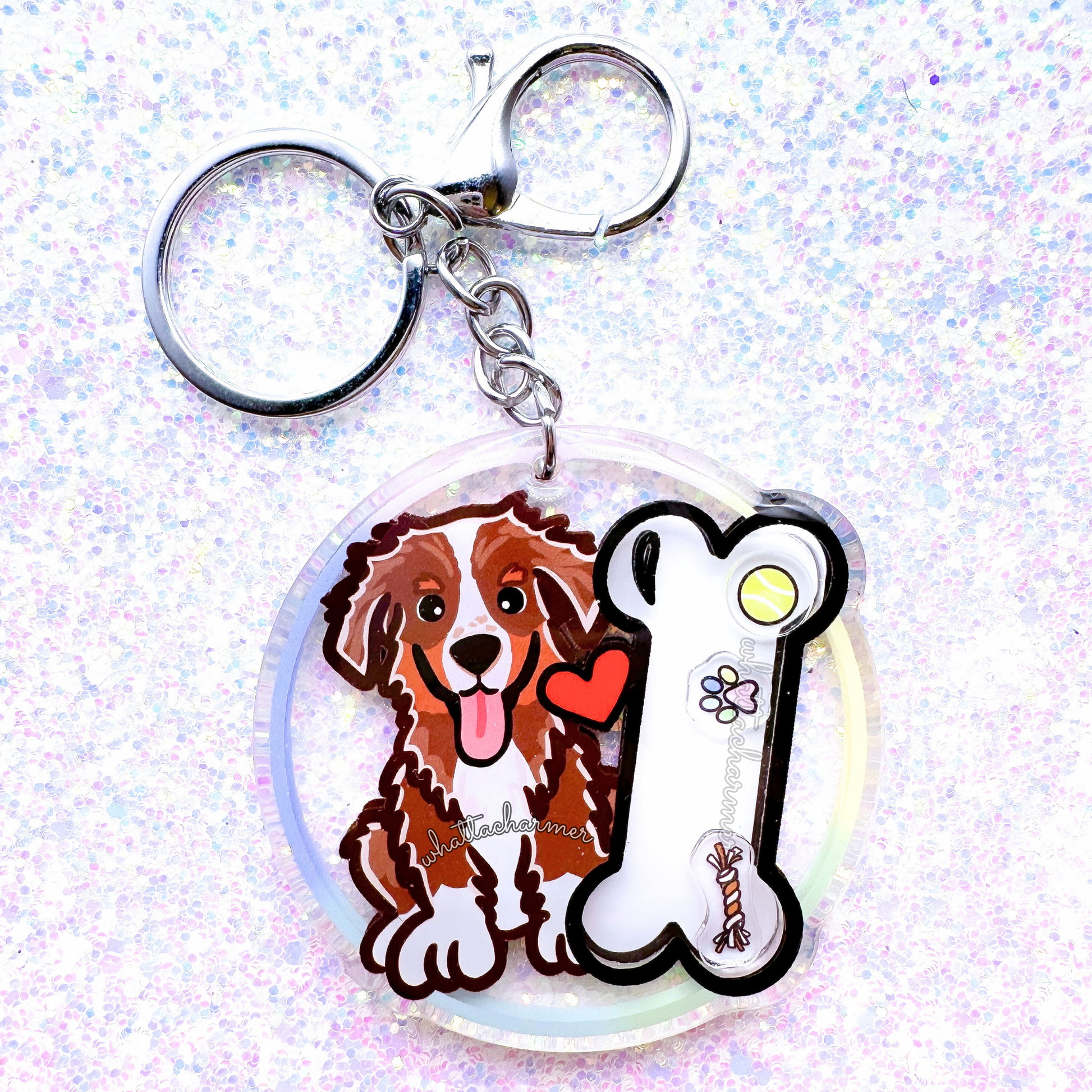 Red Tri Australian Shepherd Keychain