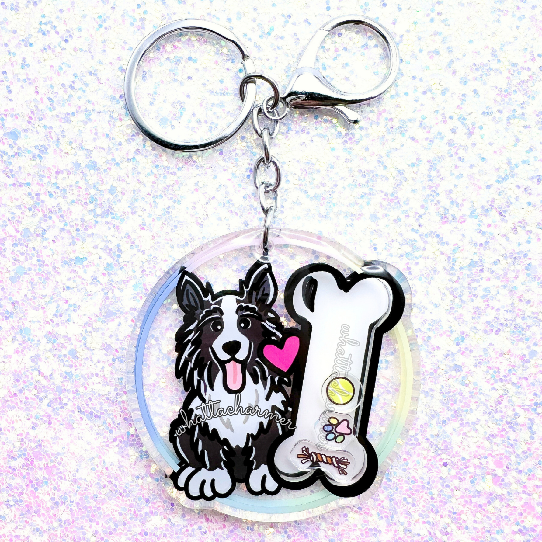 Black Shetland Sheepdog Keychain