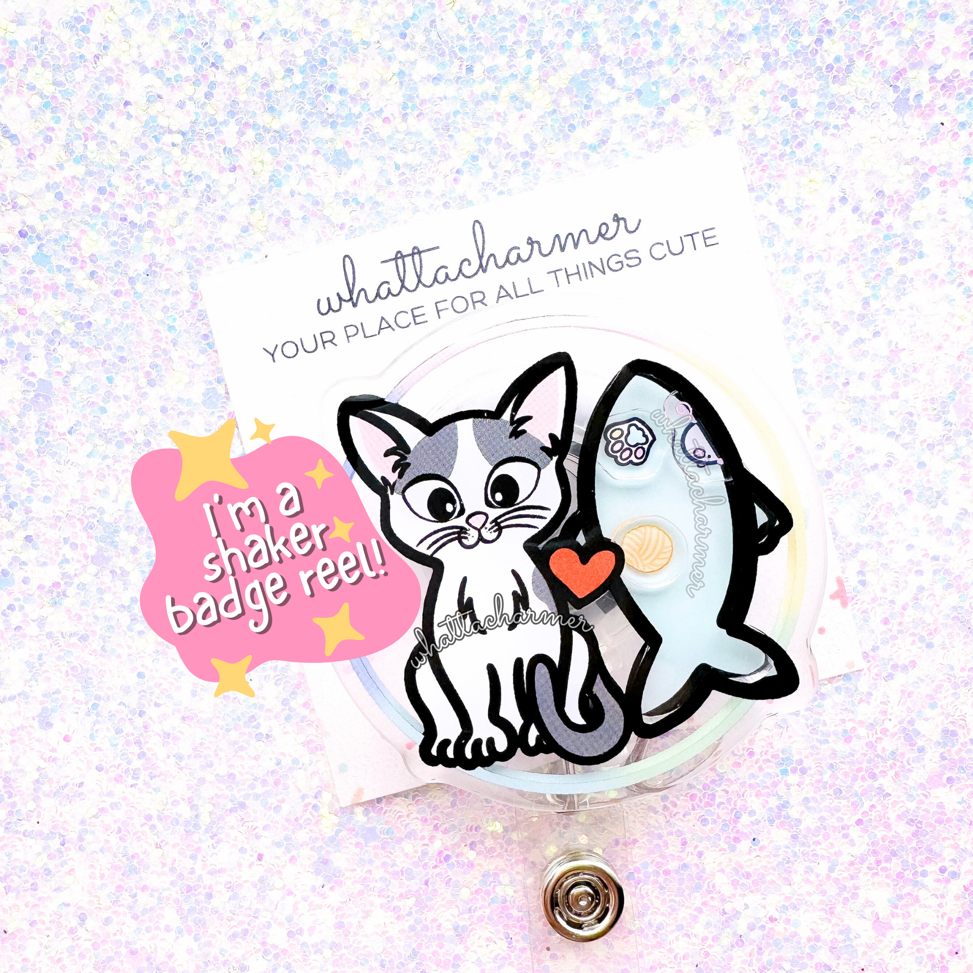Gray Van Cat Shaker Badge Reel