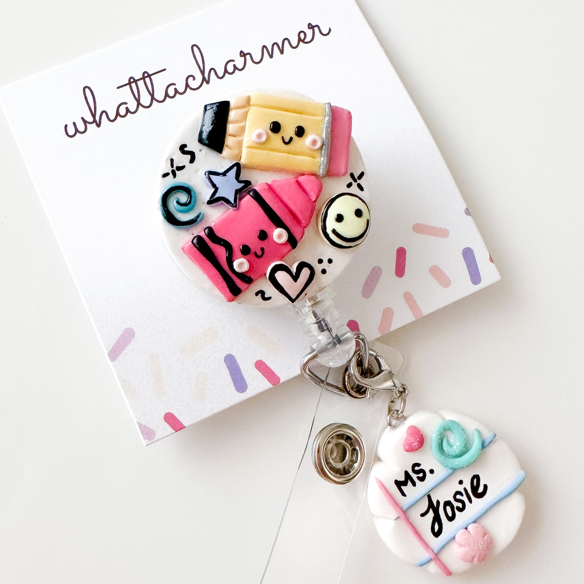 Teacher Doodling Badge Reel
