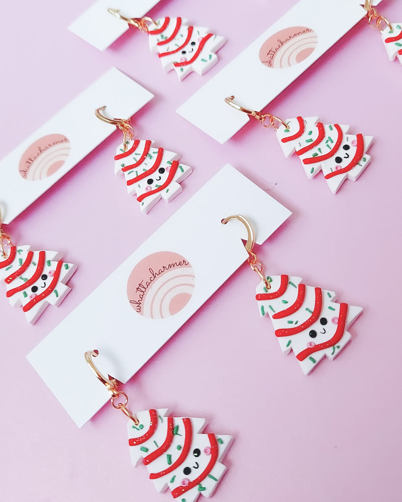 Christmas Tree Cake Dangle Earrings WhattaCharmer
