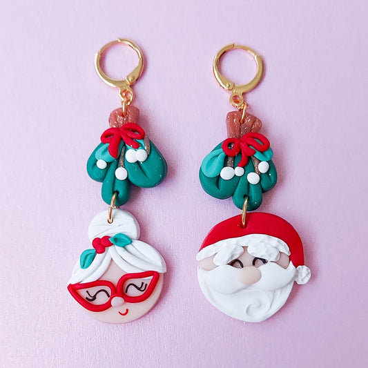 Mr. and Mrs. Claus Dangle Earrings