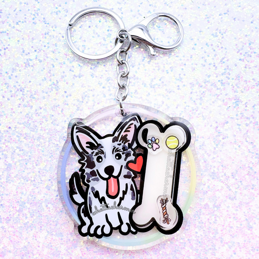 Blue Merle Cardigan Welsh Corgi Shaker Keychain