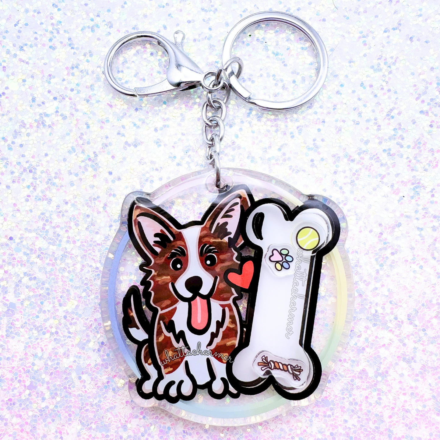 Brindle Cardigan Welsh Corgi Shaker Keychain