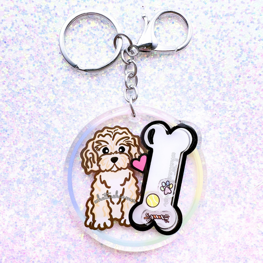 Cream Cavapoo Shaker Keychain