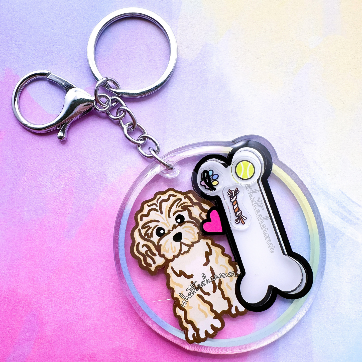 Cream Cavapoo Shaker Keychain