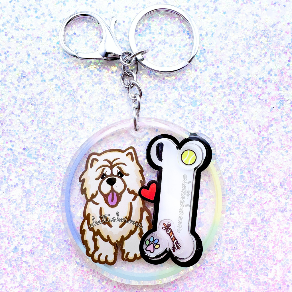 Cream Chow Chow Keychain