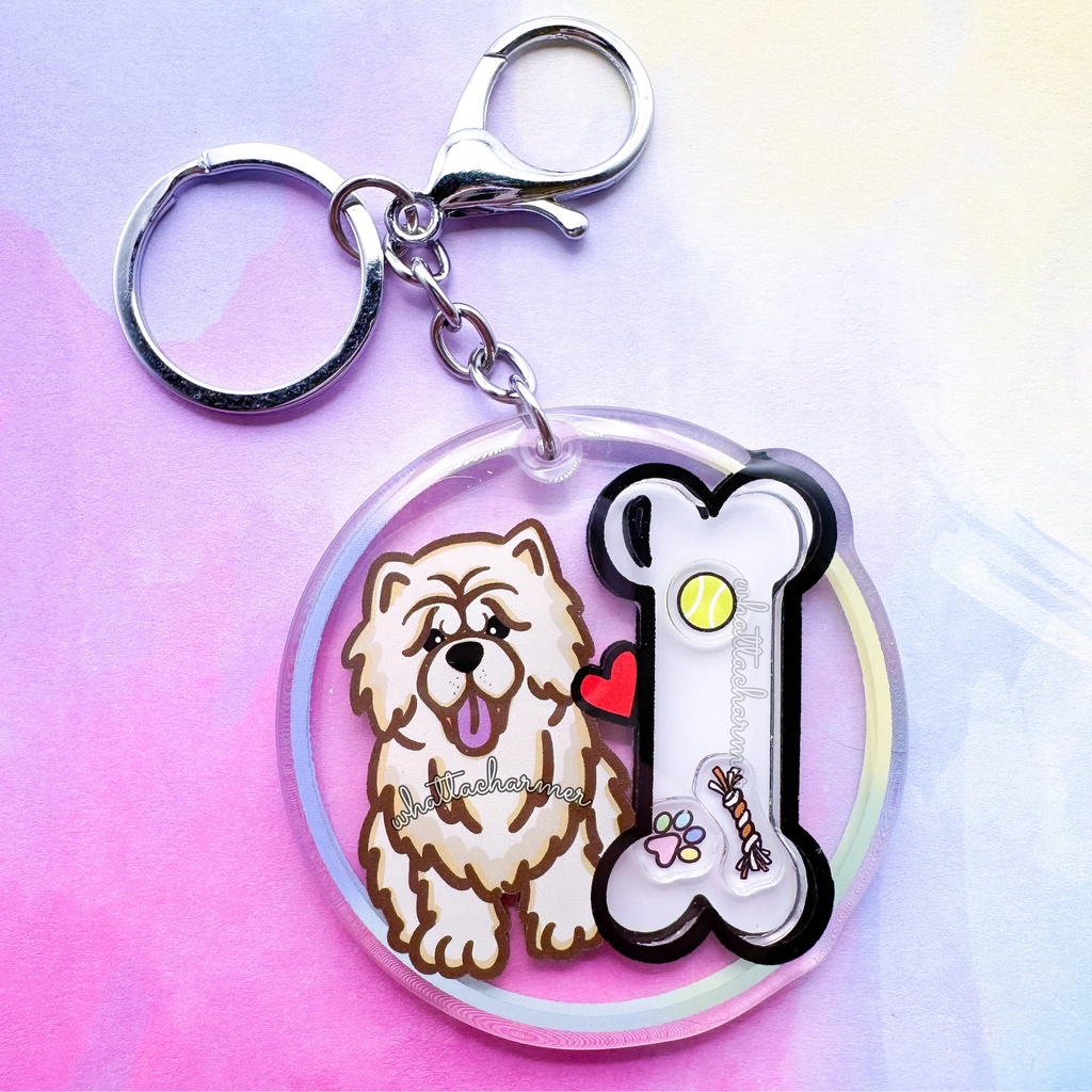 Cream Chow Chow Keychain
