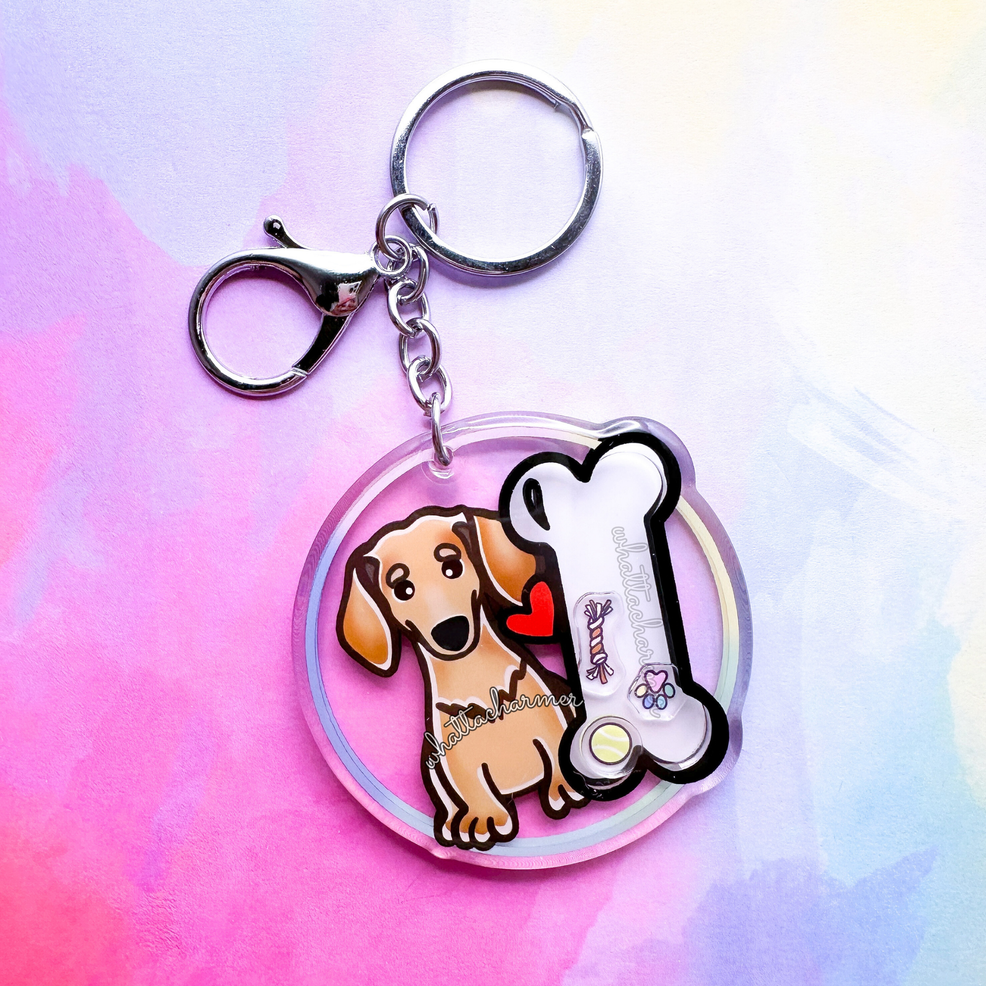 Smooth Fawn Dachshund Keychain