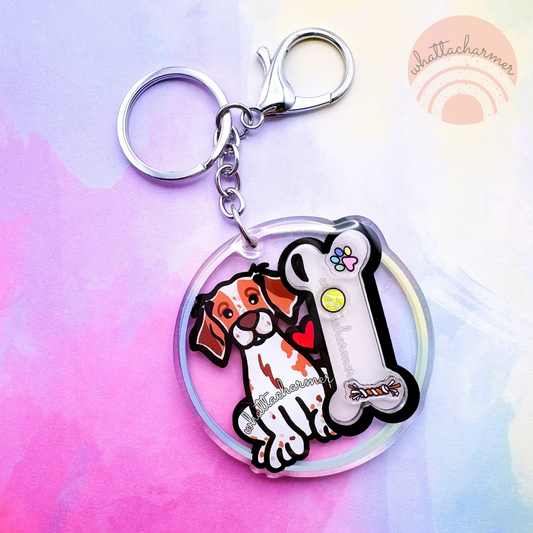 Brittany Dog Shaker Keychain