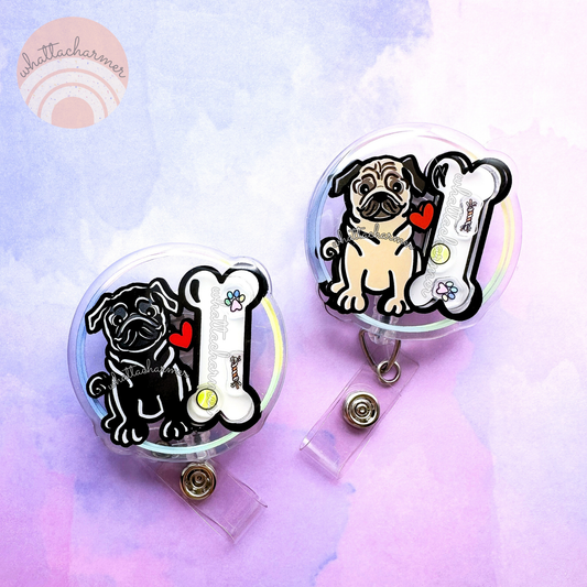 Pug Badge Reel