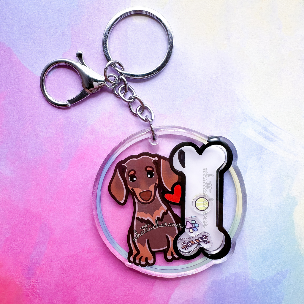 Smooth Chocolate and Tan Dachshund Keychain