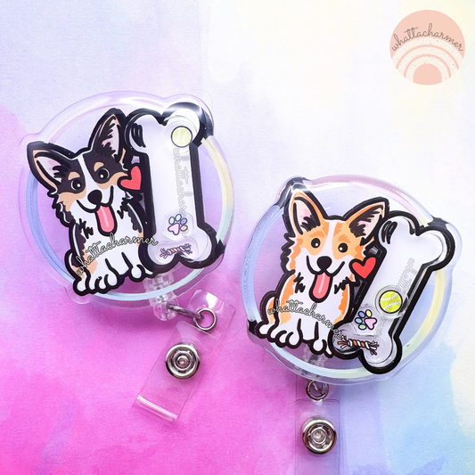 Pembroke Welsh Corgi Shaker Badge Reels