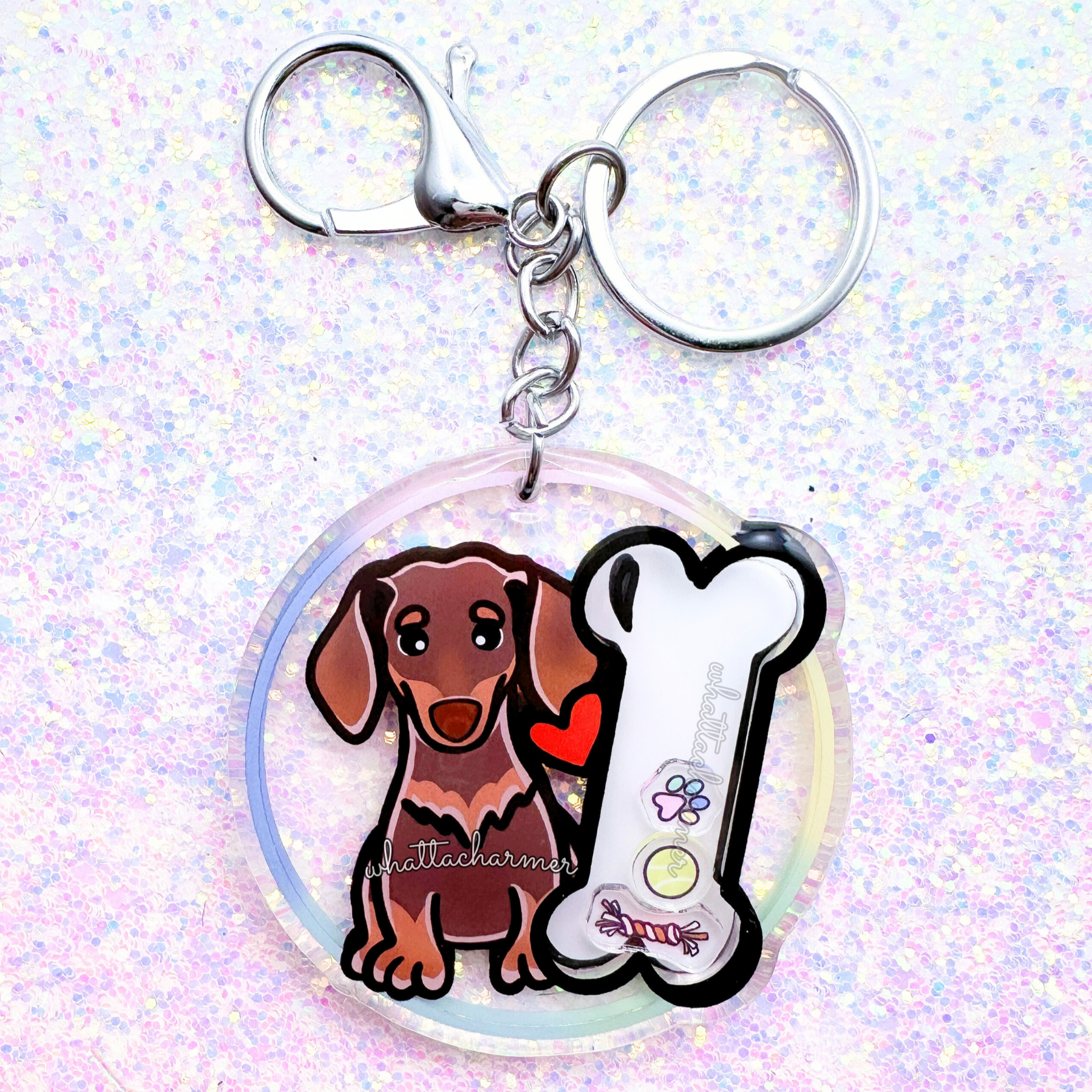 Smooth Chocolate and Tan Dachshund Keychain
