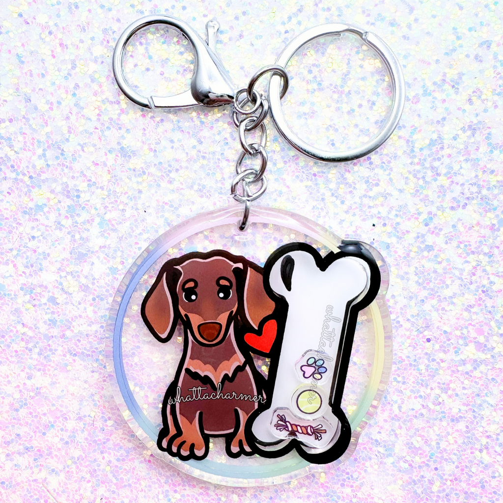 Smooth Chocolate and Tan Dachshund Keychain