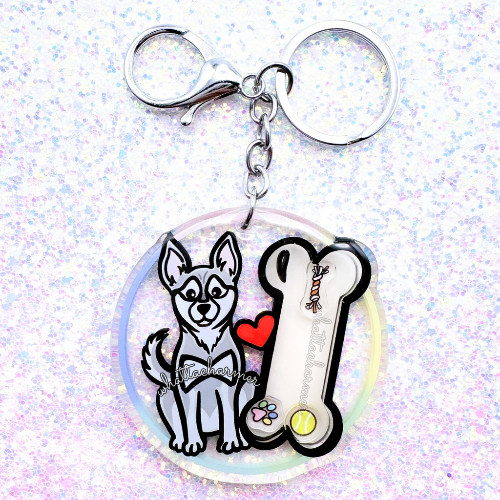 Silver Alaskan Klee Kai Keychain